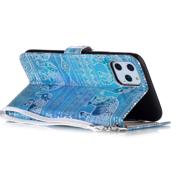Caso Protetor Da Carteira De Couro Lustrosa Da Impresso Do Teste Padro Para O Iphone (2019) 6,5-inch - Elefante-7