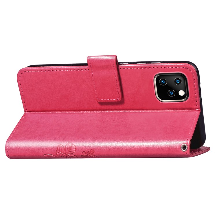 HAT PRINCE Imprinted Clover Wallet Stand TPU + PU Leather Phone Case for iPhone (2019) 5.8-inch - Rose-6