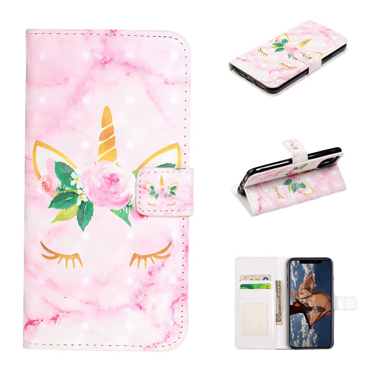 

Light Spot Decor Pattern Printing Wallet Stand Leather Case for iPhone (2019) 6.5-inch - Unicorn Head, iPhone (2019) 6.5-inch