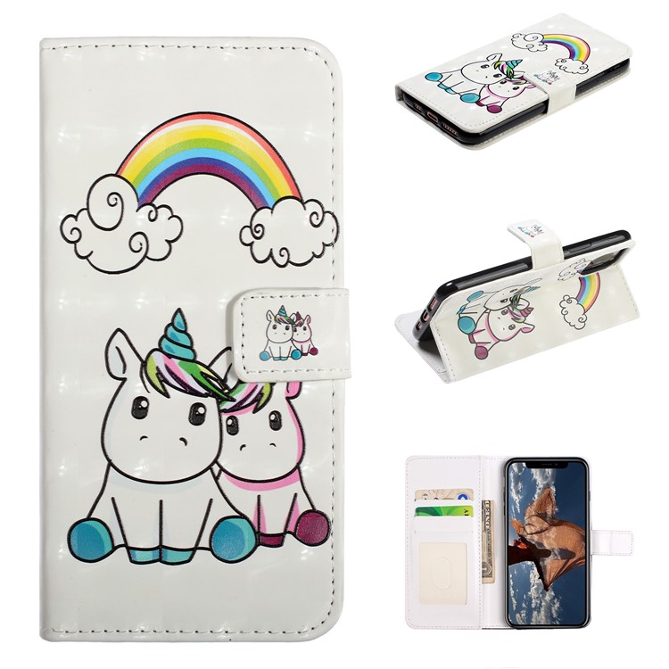 

Light Spot Decor Pattern Printing Wallet Stand Leather Case for iPhone (2019) 6.5-inch - Rainbow and Unicorn, iPhone (2019) 6.5-inch