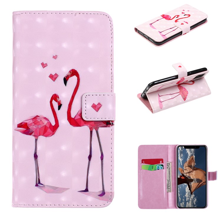 

Кожаный Кошелек С Рисунком В Виде Светлых Пятен Для Iphone (2019) 6,1-дюймовый - Фламинго, iPhone 11 6.1 inch