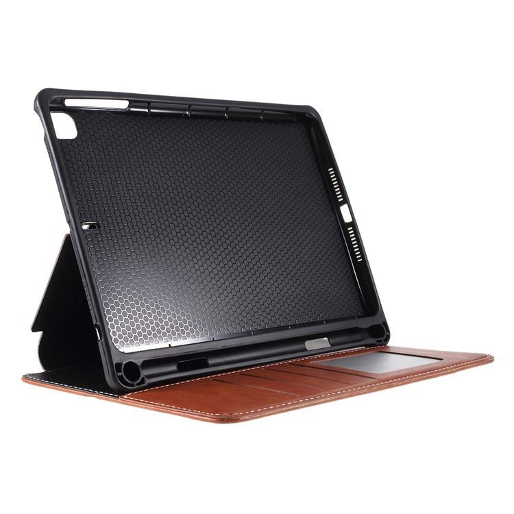 Leather Wallet Stand Pen Slot Shell Tablet Case for iPad mini (2019) 7.9 inch - Brown-10