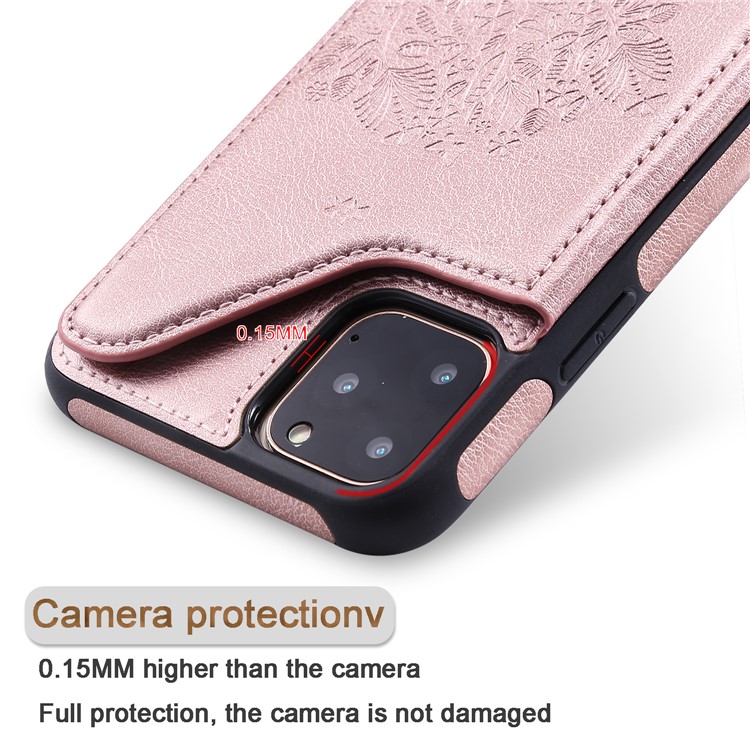 Anti-fall Imprinted Cat Tree Leather Coated TPU Covering for iPhone (2019) 6.1-inch - Rose Gold-7