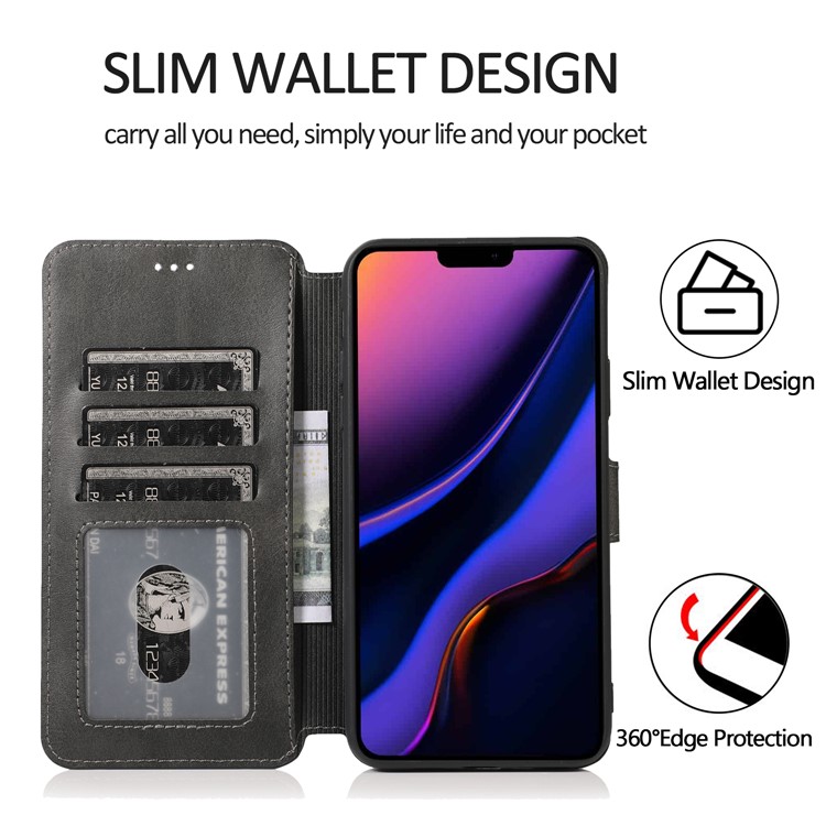 PU Leather + TPU Wallet Style Phone Case Cover for iPhone (2019) 5.8-inch - Black-5