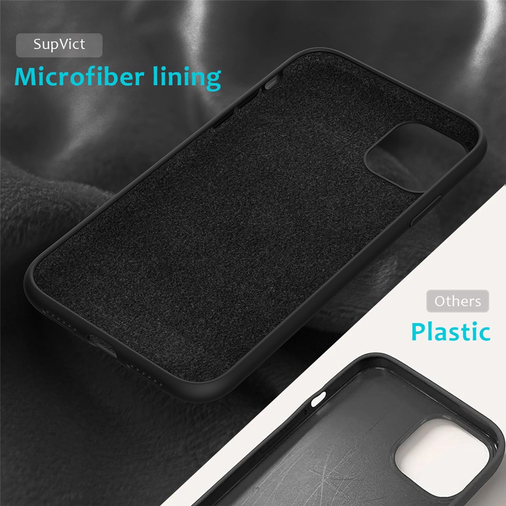 Para Iphone 11 Pro Máximo de 6,5 Polegadas (2019) Soft Liquid Silicone Phone Casting - Preto