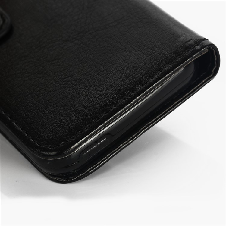 Für IPhone 5. / Se (1. Generation) Crazy Horse Textur Faltständer PU-Ledertasche Magnetischer Verschluss Flip Brieftasche Abdeckung - Schwarz