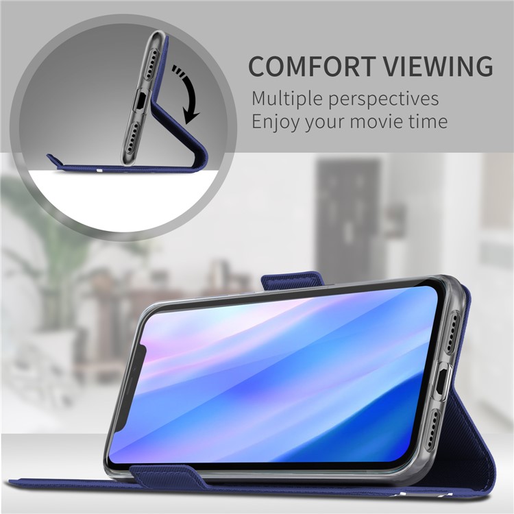 Funda De Cuero Con Ranuras Para Tarjetas Para Iphone (2019) 6.5 Pulgadas - Azul-5