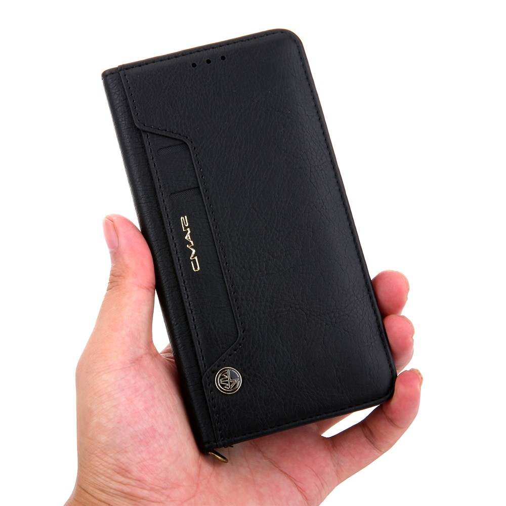 CMAI2 Litchi Grain Auto-absorbed Leather Wallet Cover for iPhone (2019) 6.1-inch - Black-11