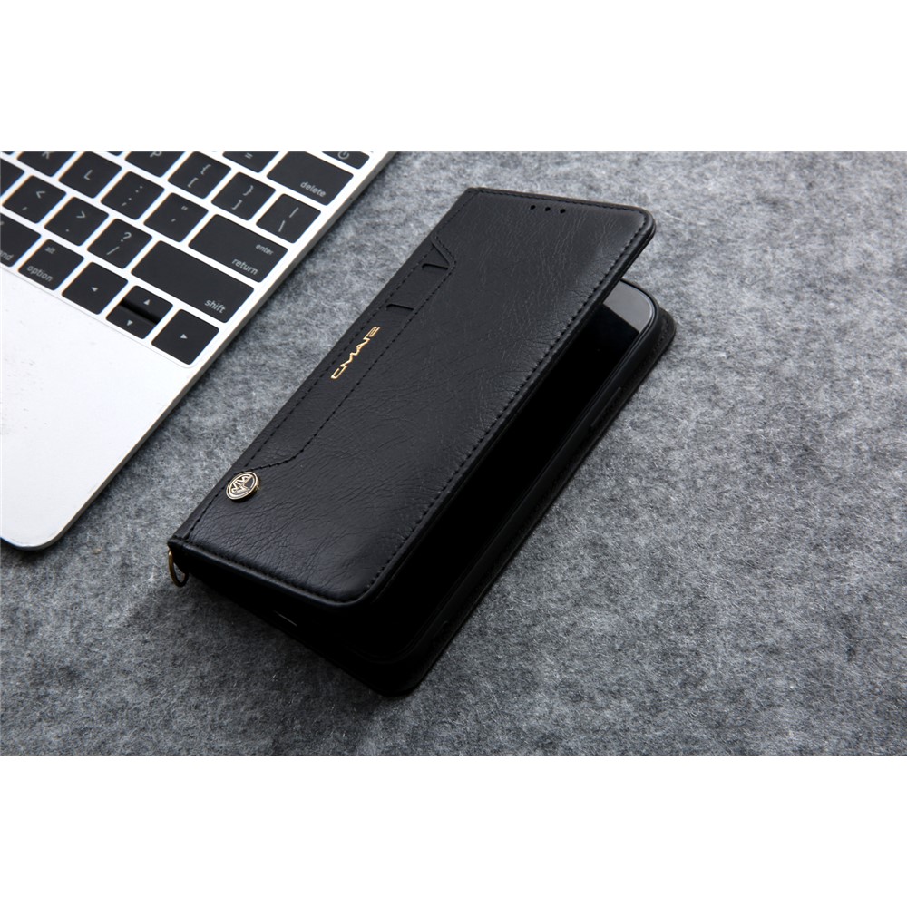 CMAI2 Litchi Grain Auto-absorbed Leather Wallet Cover for iPhone (2019) 6.1-inch - Black-18