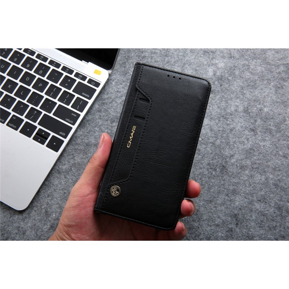 CMAI2 Litchi Grain Auto-absorbed Leather Wallet Cover for iPhone (2019) 6.1-inch - Black-22