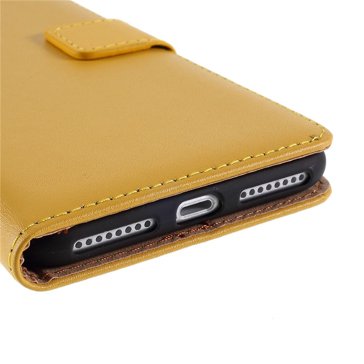Genuine Leather Wallet Stand Phone Cover for iPhone 7 Plus / 8 Plus - Yellow-12