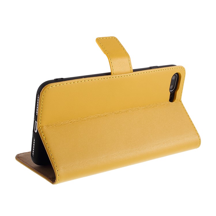 Genuine Leather Wallet Stand Phone Cover for iPhone 7 Plus / 8 Plus - Yellow-6