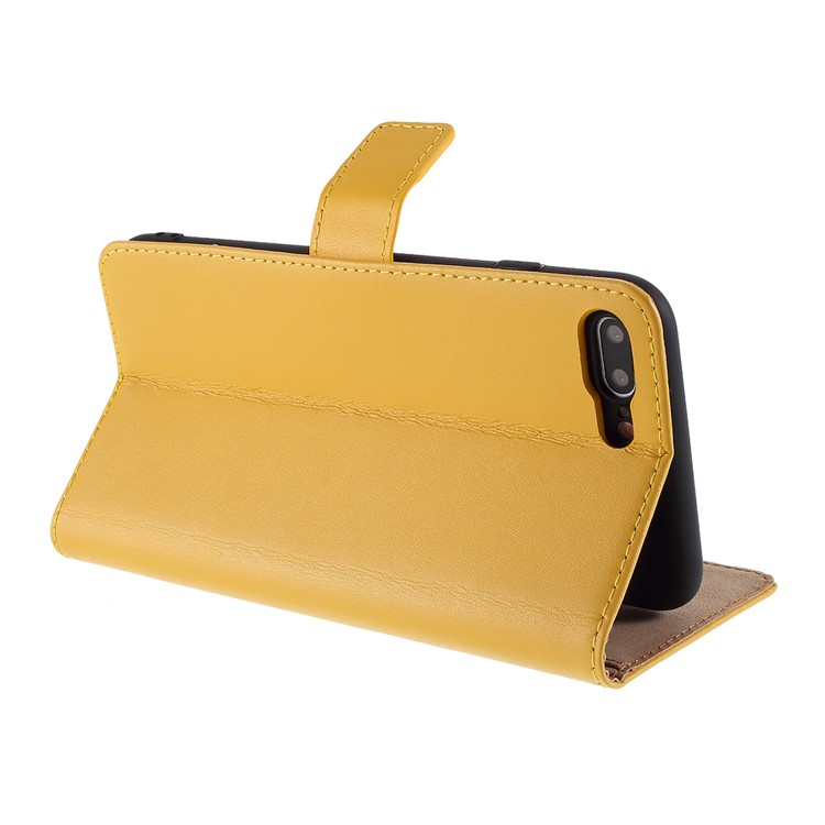 Genuine Leather Wallet Stand Phone Cover for iPhone 7 Plus / 8 Plus - Yellow-7