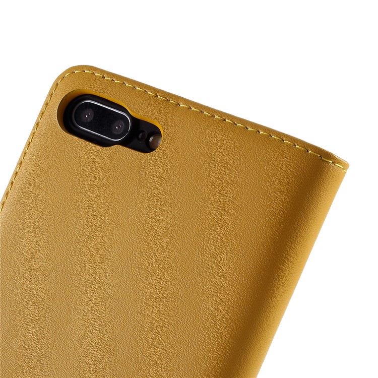 Genuine Leather Wallet Stand Phone Cover for iPhone 7 Plus / 8 Plus - Yellow-9