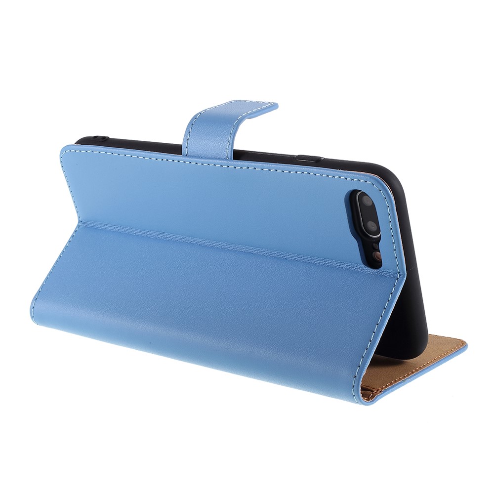 Genuine Leather Wallet Stand Phone Cover for iPhone 7 Plus / 8 Plus - Blue-8