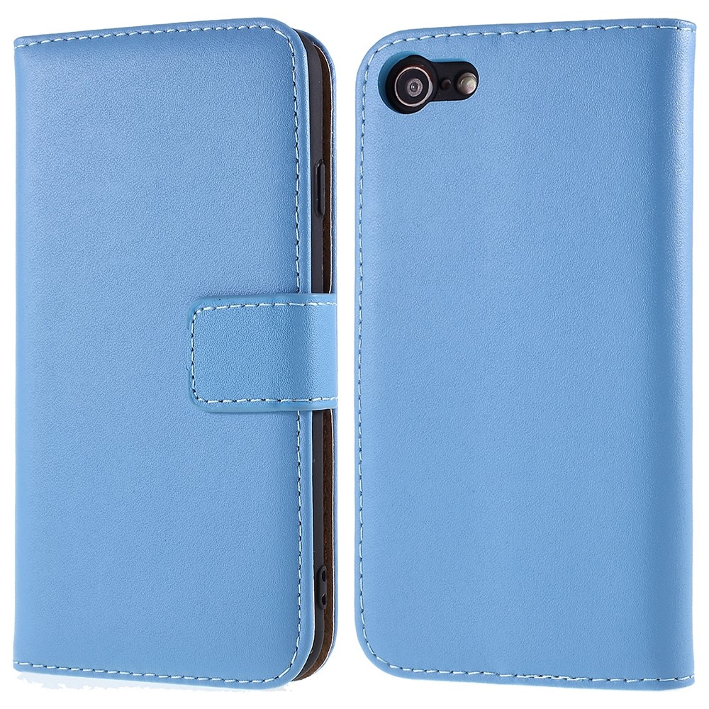 Genuine Leather Wallet Stand Case for iPhone 8/7 - Blue-1