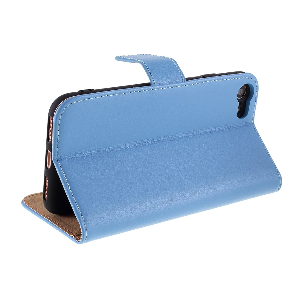 Genuine Leather Wallet Stand Case for iPhone 8/7 - Blue-8