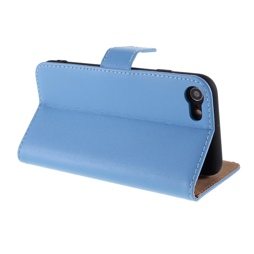 Genuine Leather Wallet Stand Case for iPhone 8/7 - Blue-9