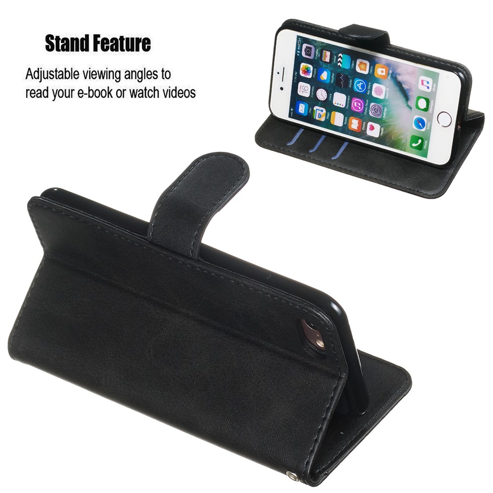 Zipper Pocket Wallet Stand Flip Leather Phone Case for iPhone 8/7 4.7 inch - Black-5