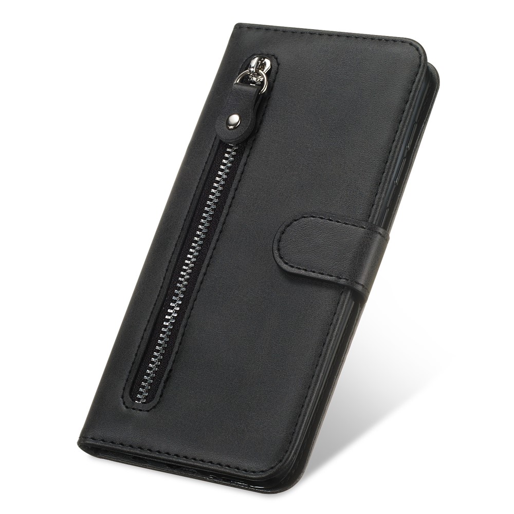 Zipper Pocket Leather Stand Case with Card Slots for iPhone XS/X 5.8 inch - Black-6