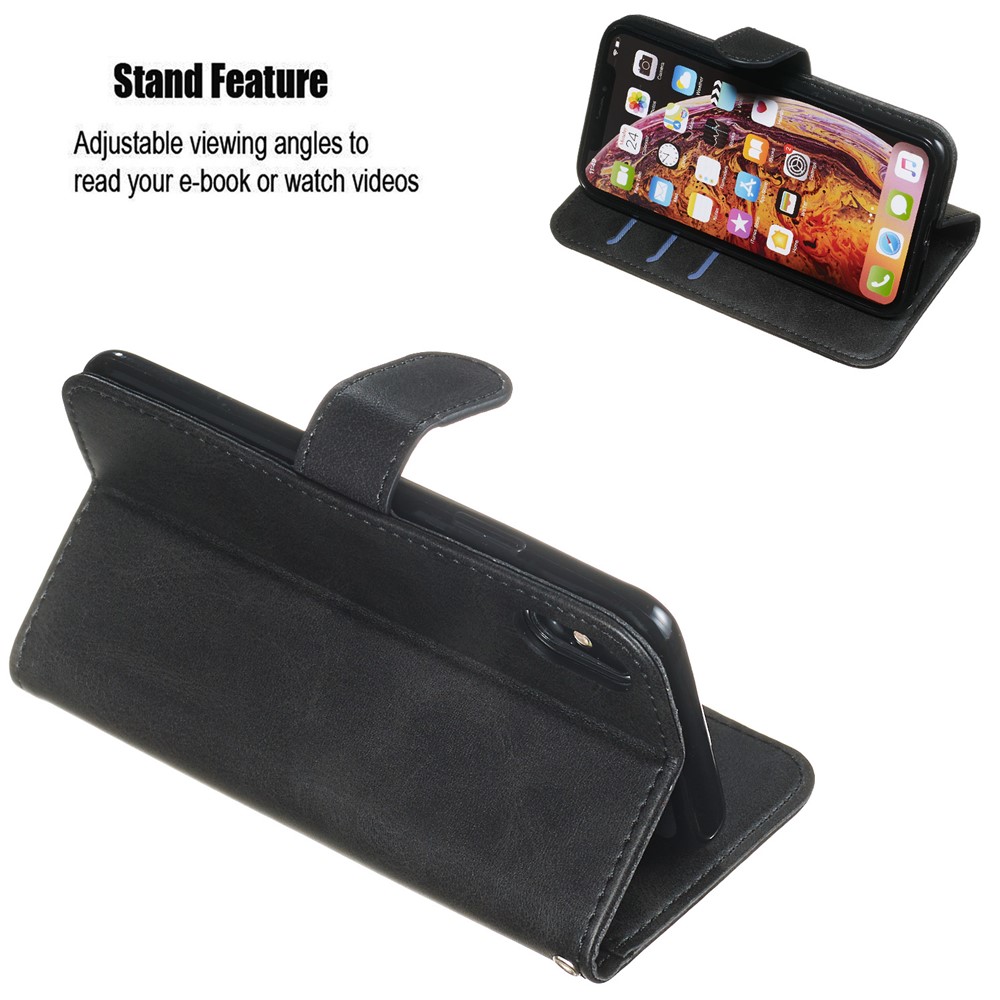 Zipper Pocket Leather Stand Case with Card Slots for iPhone XS/X 5.8 inch - Black-7