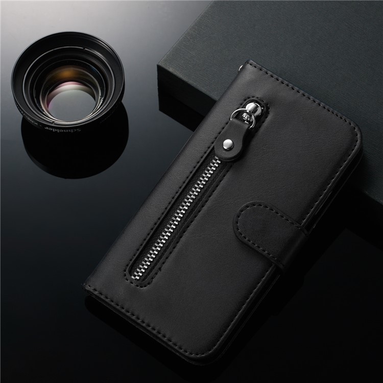 Zipper Pocket PU Leather Wallet Case for iPhone XS Max 6.5 inch - Black-11