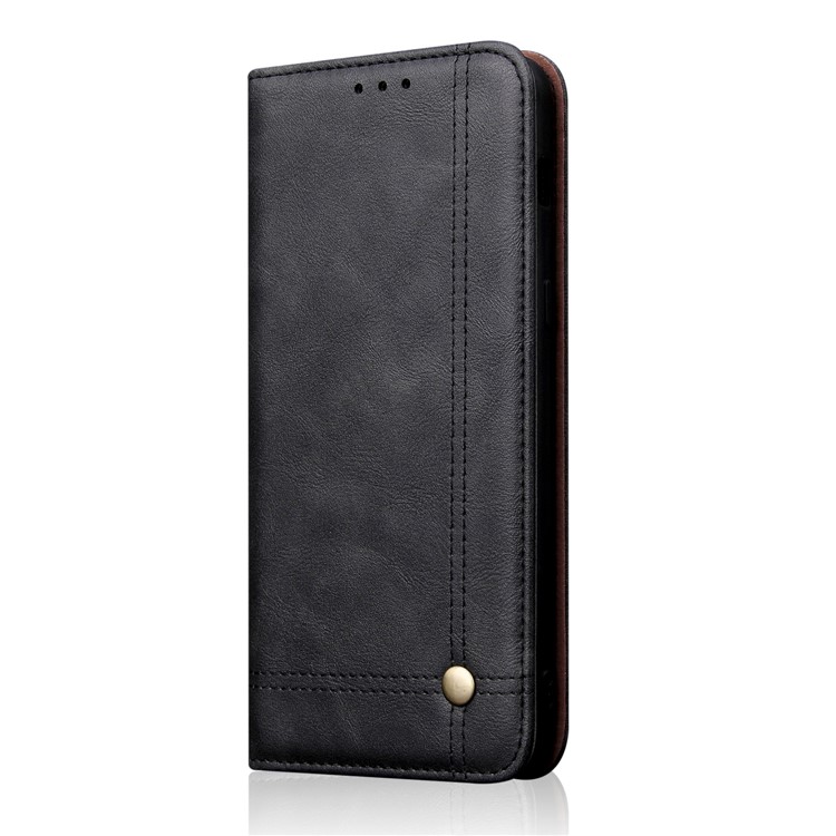 Vintage Auto-absorbed Crazy Horse Texture Leather Stand Phone Case for iPhone (2019) 6.5-inch - Black-2