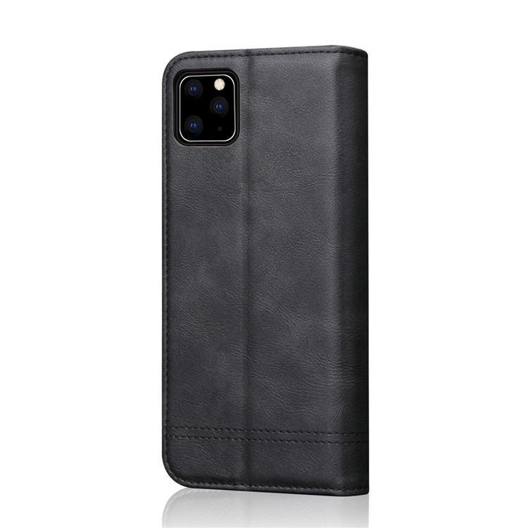 Vintage Auto-absorbed Crazy Horse Texture Leather Stand Phone Case for iPhone (2019) 6.5-inch - Black-3