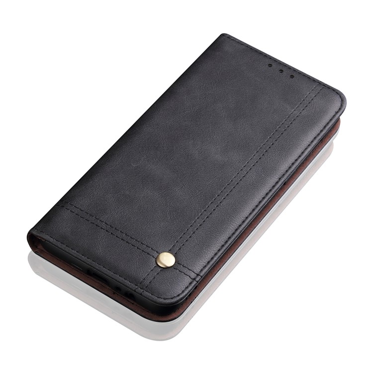 Vintage Auto-absorbed Crazy Horse Texture Leather Stand Phone Case for iPhone (2019) 6.5-inch - Black-5