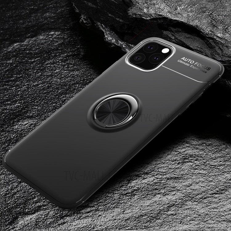 LENUO for iPhone (2019) 6.5-inch Metal Kickstand Magnetic Metal Sheet TPU Shell - All Black-13