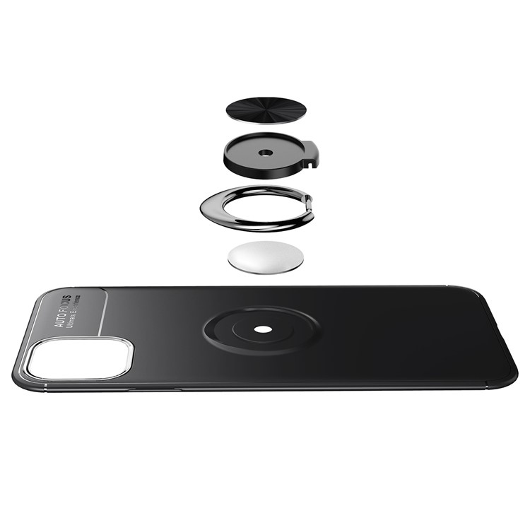 Lenuo Pour IPhone 11 Pro Max 6,5 Pouces (2019) Métal Kickstand Feuille De Métal Magnétique TPU Shell - Tout Noir-8