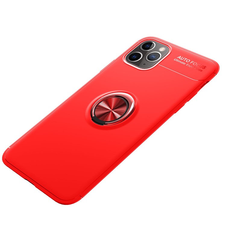 LENUO for iPhone 11 Pro Max 6.5 inch (2019) Metal Kickstand Magnetic Metal Sheet TPU Shell - Red-2