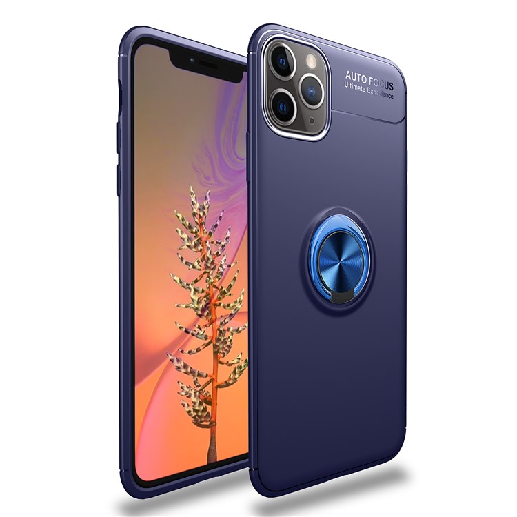 LENUO for iPhone 11 Pro Max 6.5 inch (2019) Metal Kickstand Magnetic Metal Sheet TPU Shell - Blue-1