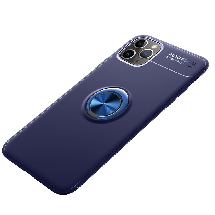 LENUO for iPhone 11 Pro Max 6.5 inch (2019) Metal Kickstand Magnetic Metal Sheet TPU Shell - Blue-2