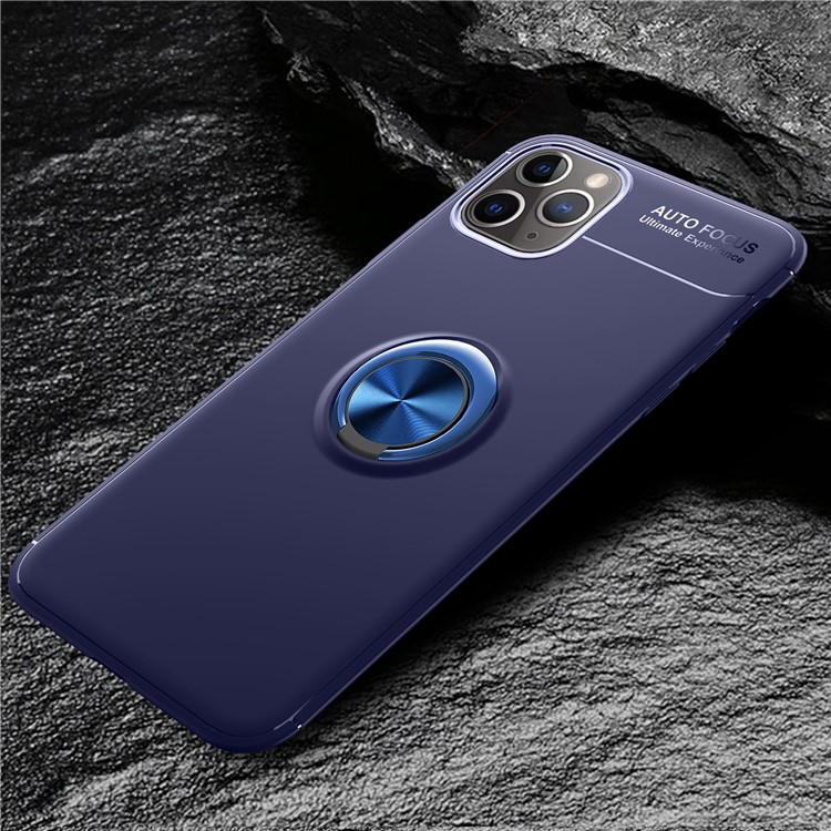 LENUO for iPhone 11 Pro Max 6.5 inch (2019) Metal Kickstand Magnetic Metal Sheet TPU Shell - Blue-3