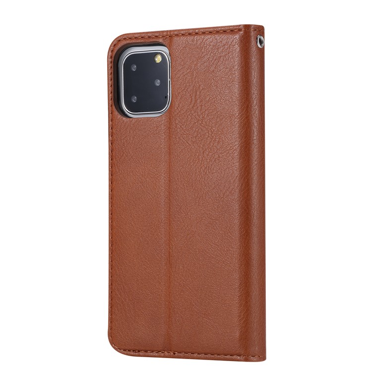 Auto-absorbed PU Leather Stand Wallet Case for iPhone (2019) 5.8-inch - Light Brown-2