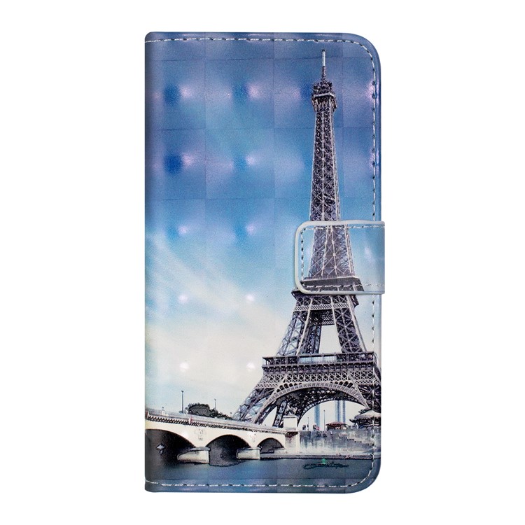 Funda De Billetera De Cuero Estampada Con Decoración De Punto De Luz Para Iphone (2019) De 5.8 Pulgadas - Torre Eiffel-2