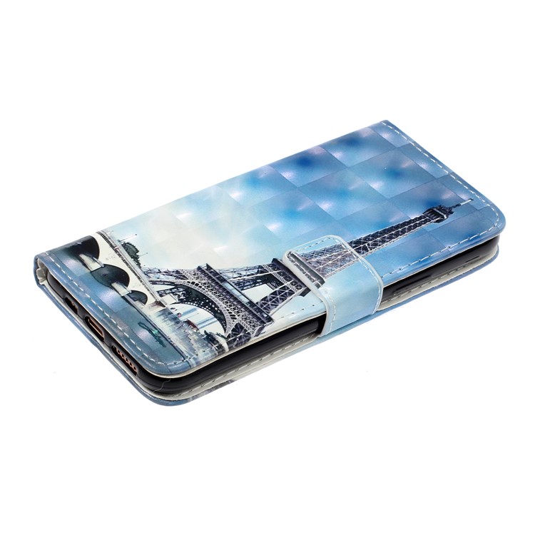 Funda De Billetera De Cuero Estampada Con Decoración De Punto De Luz Para Iphone (2019) De 5.8 Pulgadas - Torre Eiffel-4