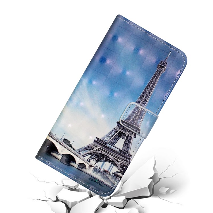Funda De Billetera De Cuero Estampada Con Decoración De Punto De Luz Para Iphone (2019) De 5.8 Pulgadas - Torre Eiffel-6