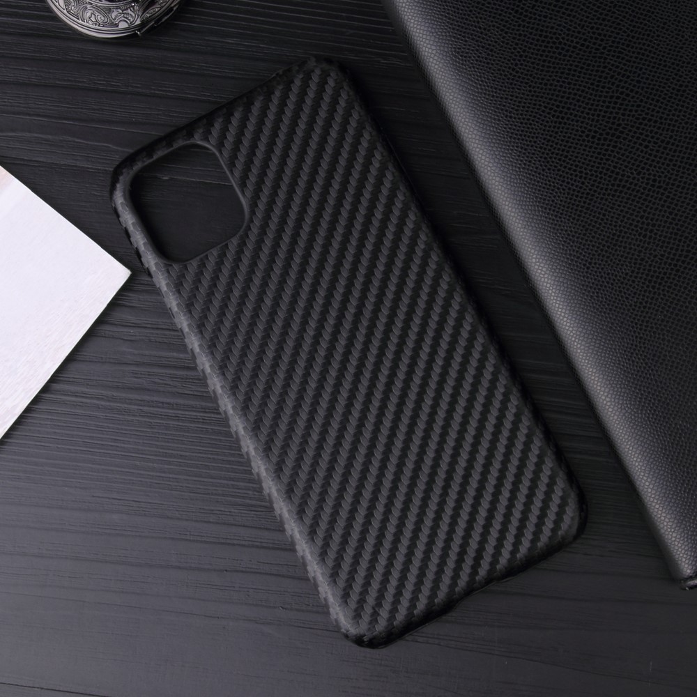 PU Leather Coated PC Phone Casing Shell for iPhone (2019) 5.8-inch - Black Carbon Fiber Texture-6