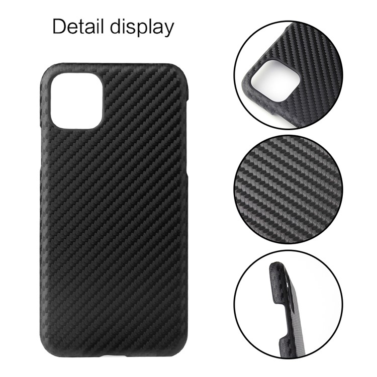 For iPhone (2019) 6.5-inch PU Leather Coated Hard PC Case Shell - Black Carbon Fiber Texture-2