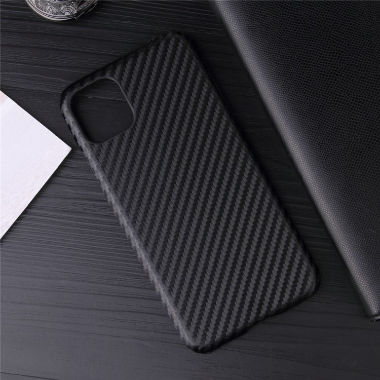 For iPhone (2019) 6.5-inch PU Leather Coated Hard PC Case Shell - Black Carbon Fiber Texture-6