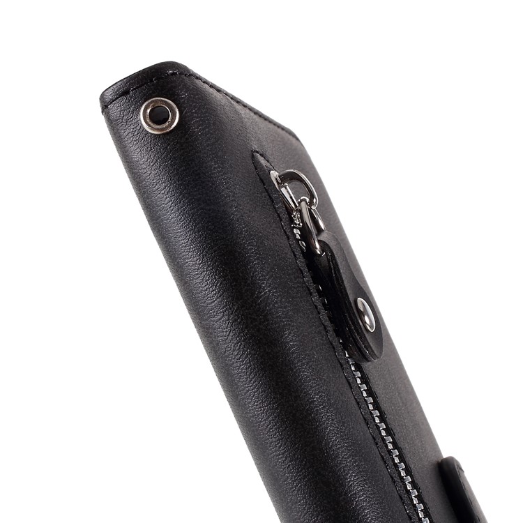 Couro Da Carteira Do Zíper Fique O Escudo Da Tampa Do Telefone Para O Iphone (2019) 6,5 Polegadas - Preto-4