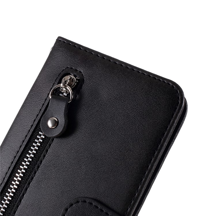 Couro Da Carteira Do Zíper Fique O Escudo Da Tampa Do Telefone Para O Iphone (2019) 6,5 Polegadas - Preto-5