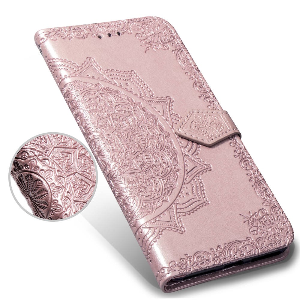 Embossed Mandala Flower Leather Wallet Case for iPhone 7/8 - Rose Gold-3