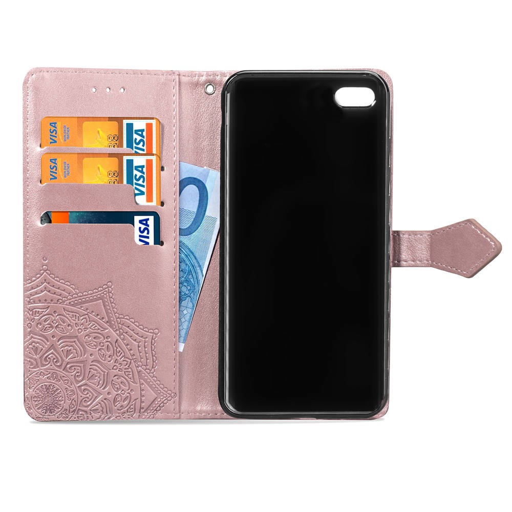 Embossed Mandala Flower Leather Wallet Case for iPhone 7/8 - Rose Gold-6