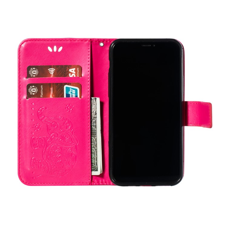 Imprint Elephant Leather Phone Shell for iPhone (2019) 5.8 inch - Rose-10