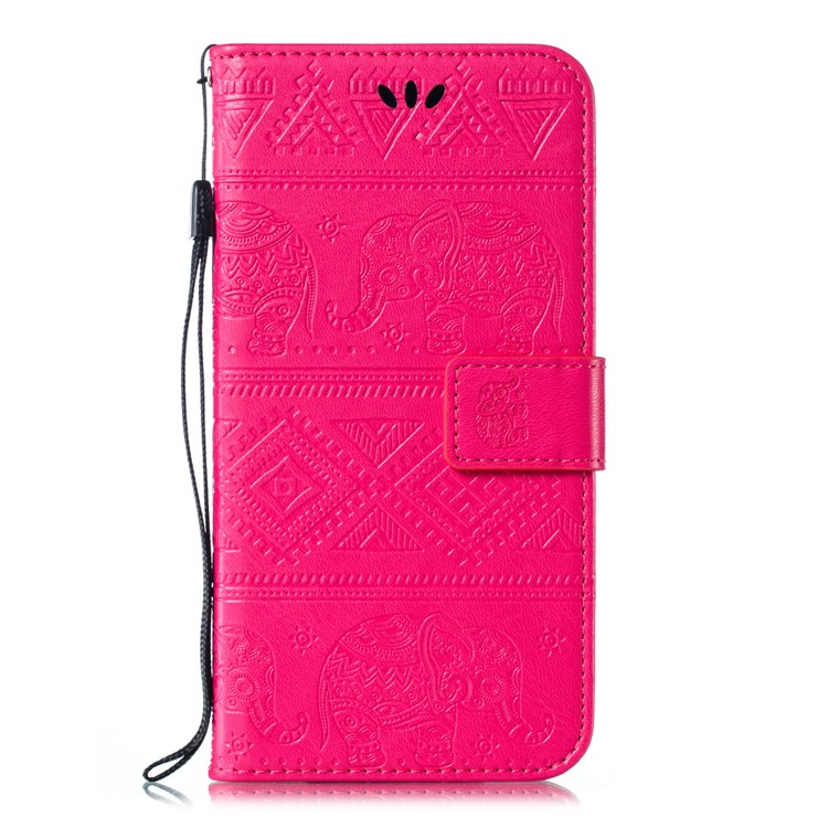 Imprint Elephant Leather Phone Shell for iPhone (2019) 5.8 inch - Rose-2