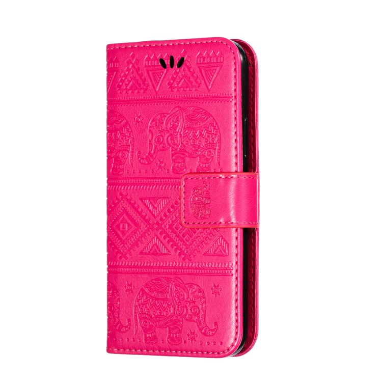 Imprint Elephant Leather Phone Shell for iPhone (2019) 5.8 inch - Rose-3