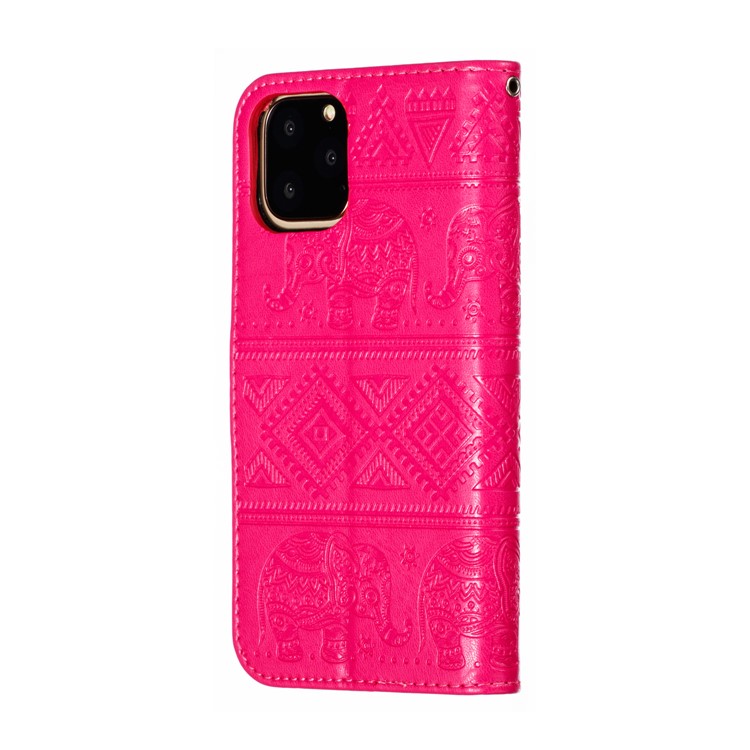 Imprint Elephant Leather Phone Shell for iPhone (2019) 5.8 inch - Rose-4